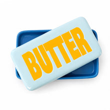 Lade das Bild in den Galerie-Viewer, Butterdose hellblau/gelb

