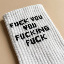 Lade das Bild in den Galerie-Viewer, Tennissocken "FUCK YOU YOU FUCKING FUCK"
